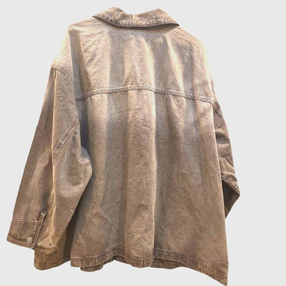 NWT Universal Thread Women's Barrel Chore Denim Jacket Green Silver Snaps 4X - Picture 4 of 11